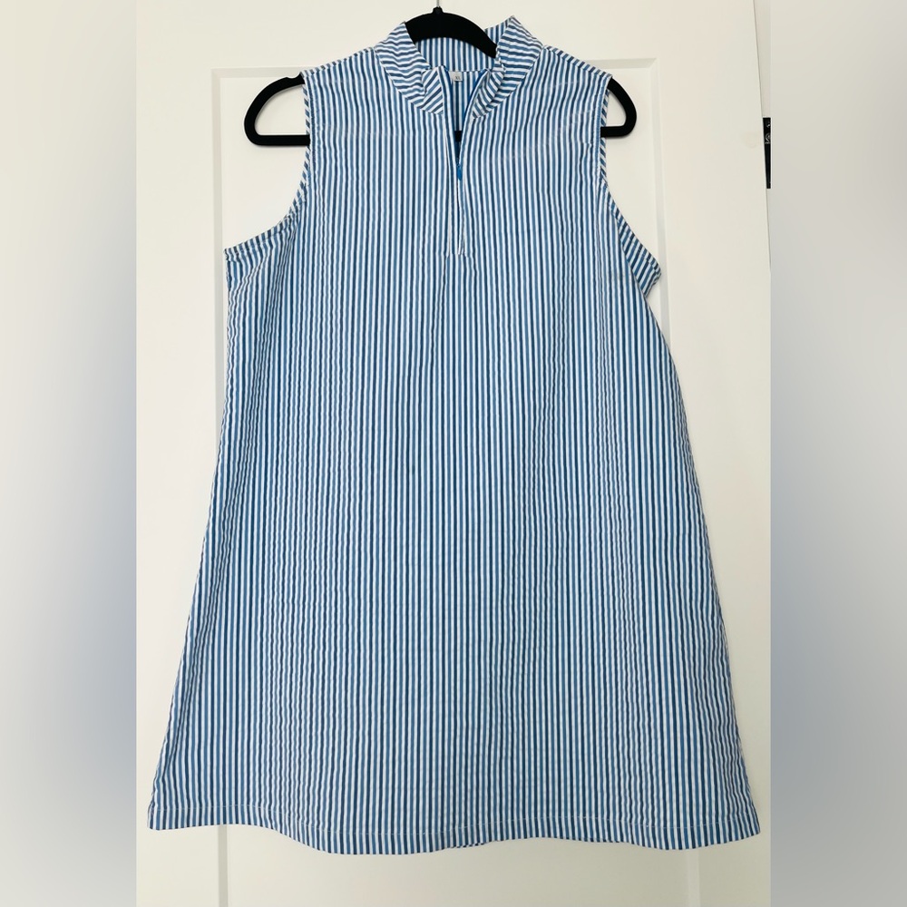 Lulu-B Blue & White Striped Women’s Sleeveless Dress,‎ XL